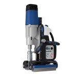 BDS Magbase drill with pivoting magnets for pipe or curved surfaces- 50mm cutter - M20 tapping - 20mm twist drill. Fits pipe 75mm dia. or larger