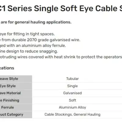 C1 Series Single Soft Eye Cable Sock